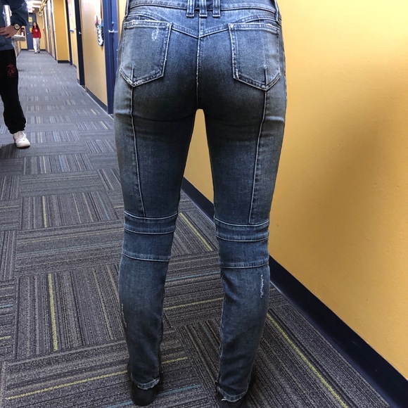 BALMAIN Women’s Biker Distressed Slim Zipper Jeans - Picture 7 of 7